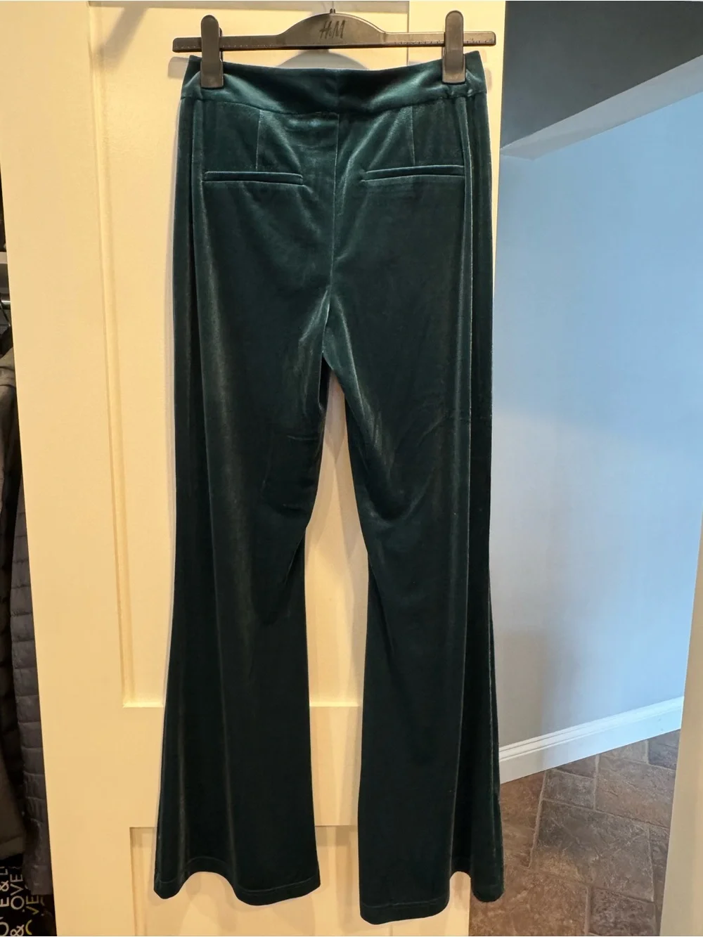 Nine West Velvet Blazer & Wide-Leg Pants Set w/ Mock Neck Pleated Top - Green